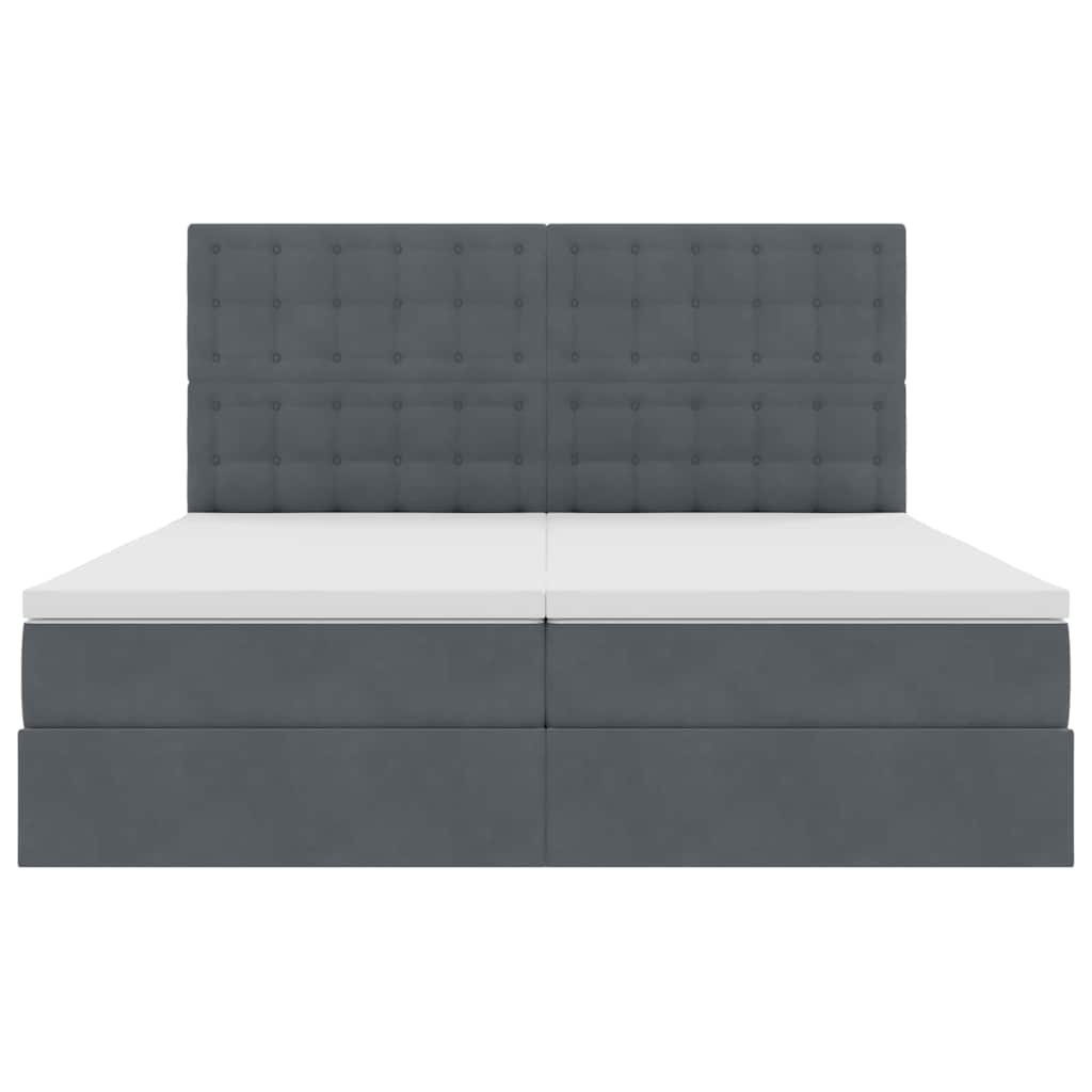 Letto con Contenitore Grigio scuro 200 x 200 cm Velluto | homemem39
