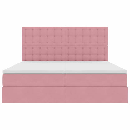 Letto con Contenitore con testiera Rosa 200 x 200 cm Velluto | homemem39