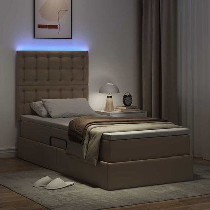 Letto con contenitore e LED con testiera Cappuccino 90 x 190 cm | homemem39