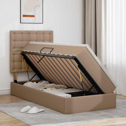 Letto con contenitore e LED con testiera Cappuccino 90 x 190 cm | homemem39