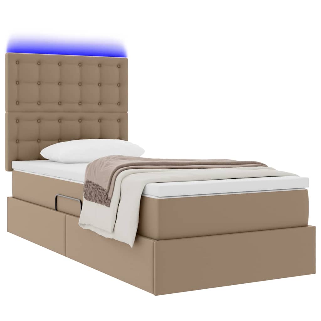 Letto con contenitore e LED con testiera Cappuccino 90 x 190 cm | homemem39