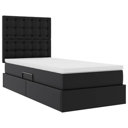 Letto con contenitore e LED Nero 90 x 200 cm Pelle Sintetica | homemem39