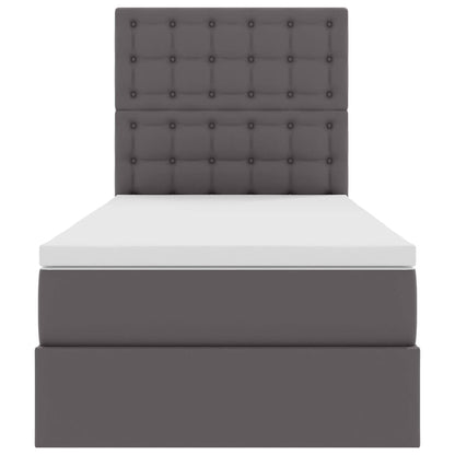 Letto con contenitore e LED Grigio 90 x 200 cm Pelle Sintetica | homemem39