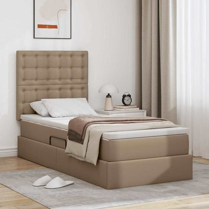 Letto con contenitore e LED con testiera Cappuccino 90 x 200 cm | homemem39
