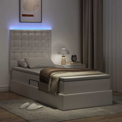 Letto con contenitore e LED Bianco Puro 100 x 200 cm | homemem39
