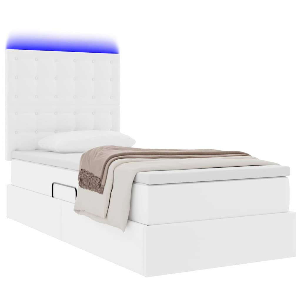 Letto con contenitore e LED Bianco Puro 100 x 200 cm | homemem39