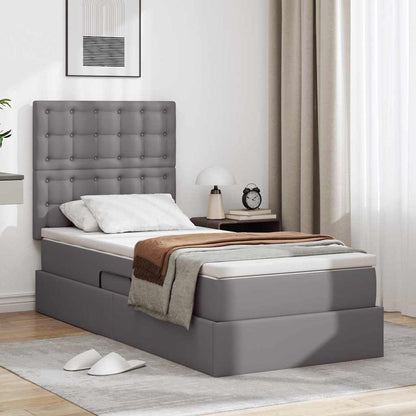 Letto con contenitore e LED Grigio 100 x 200 cm Pelle Sintetica | homemem39