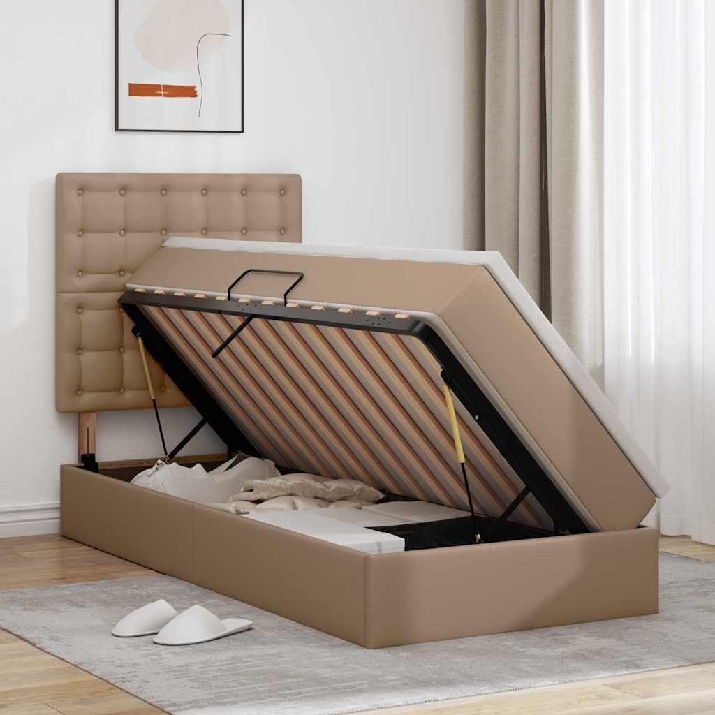 Letto con contenitore e LED Cappuccino 100 x 200 cm | homemem39