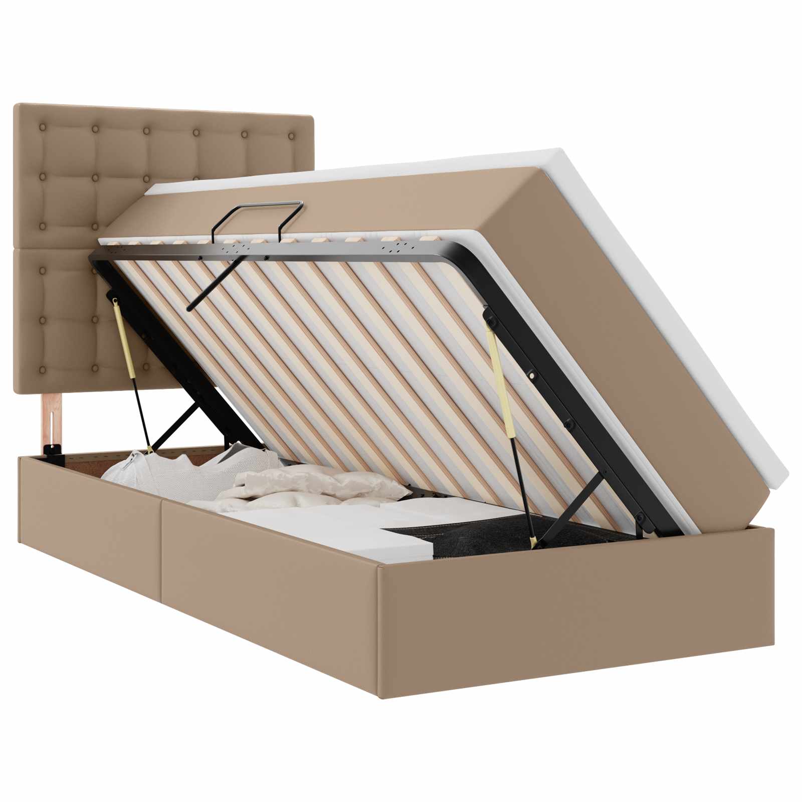 Letto con contenitore e LED Cappuccino 100 x 200 cm | homemem39