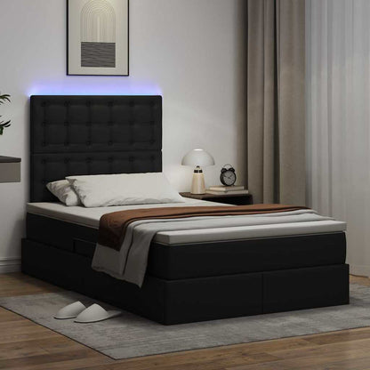 Letto con contenitore e LED Nero 120 x 190 cm Pelle Sintetica | homemem39