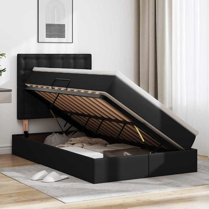 Letto con contenitore e LED Nero 120 x 190 cm Pelle Sintetica | homemem39