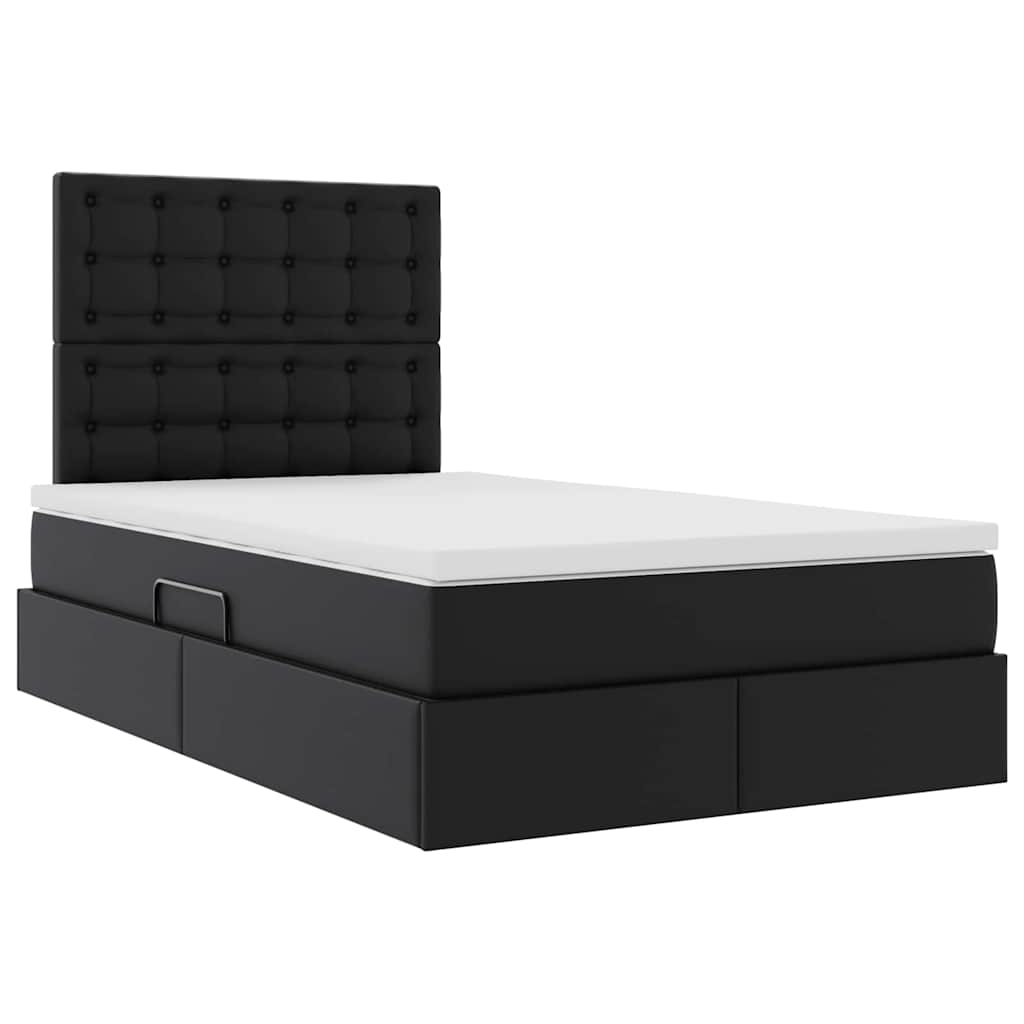 Letto con contenitore e LED Nero 120 x 190 cm Pelle Sintetica | homemem39