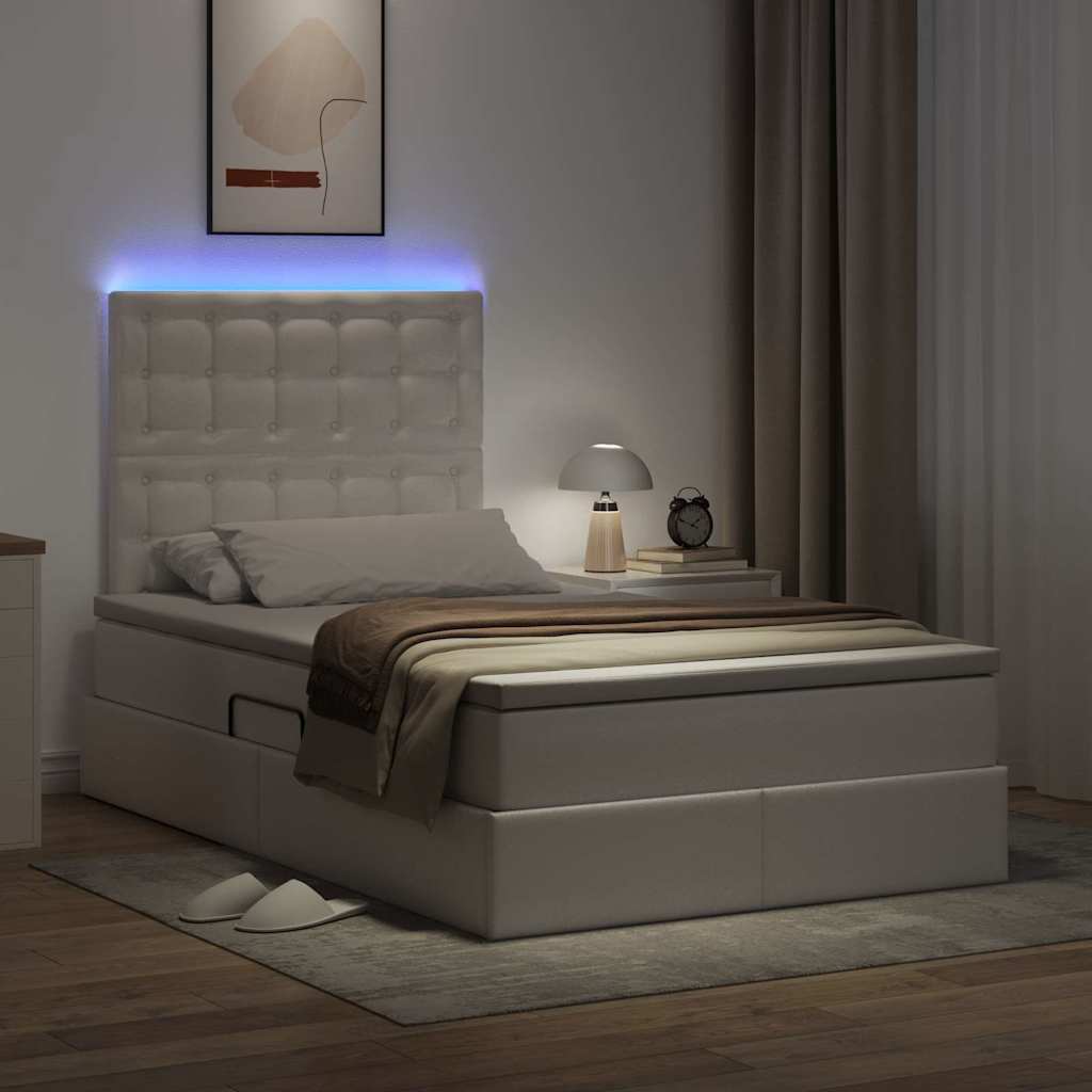 Letto con luci a strisce a LED Bianco Puro 120 x 200 cm PVC