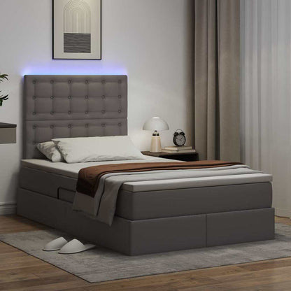 Letto con luci a strisce a LED Grigio 120 x 200 cm PVC