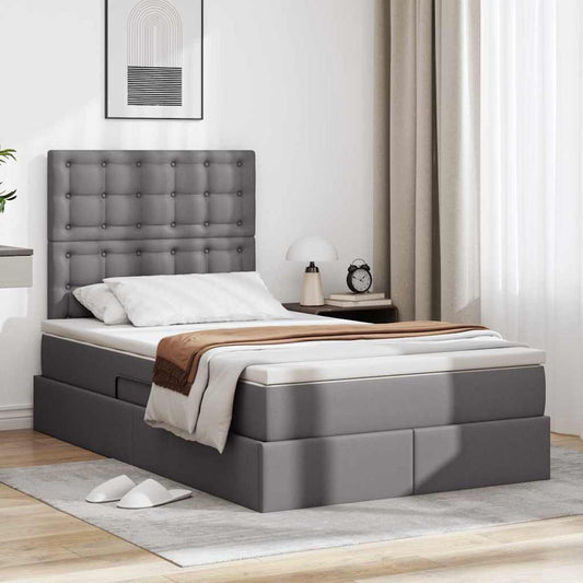 Letto con luci a strisce a LED Grigio 120 x 200 cm PVC