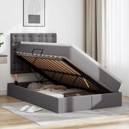 Letto con luci a strisce a LED Grigio 120 x 200 cm PVC