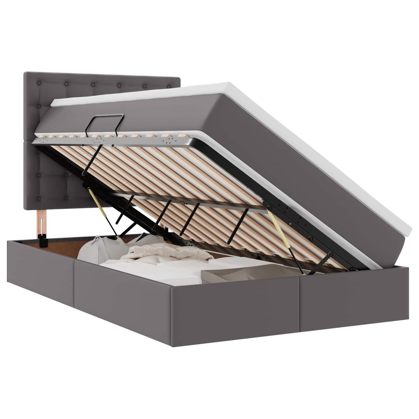 Letto con contenitore e LED Grigio 120 x 200 cm Pelle Sintetica | homemem39