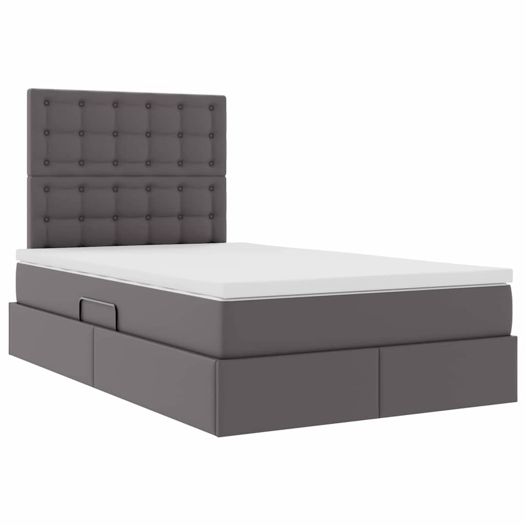 Letto con luci a strisce a LED Grigio 120 x 200 cm PVC