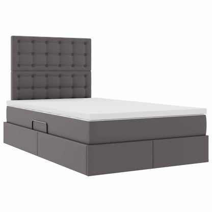 Letto con luci a strisce a LED Grigio 120 x 200 cm PVC