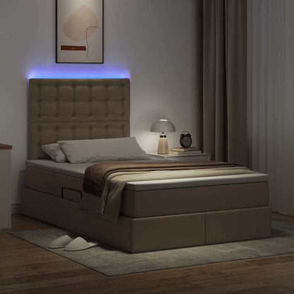 Letto con luci a strisce a LED Cappuccino 120 x 200 cm PVC