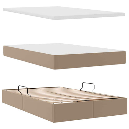 Letto con luci a strisce a LED Cappuccino 120 x 200 cm PVC