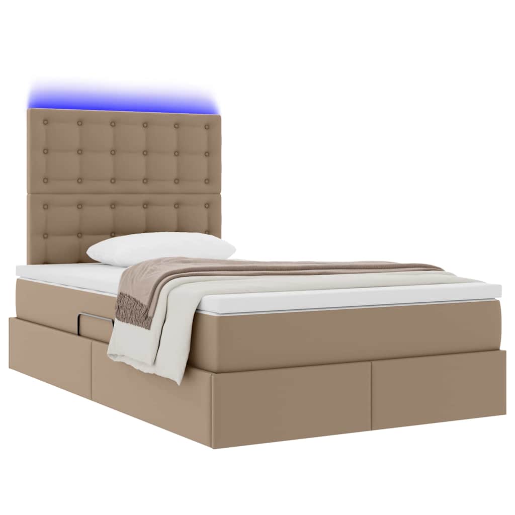 Letto con luci a strisce a LED Cappuccino 120 x 200 cm PVC