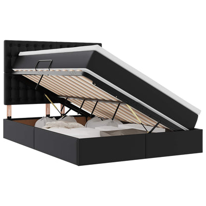 Letto con contenitore e LED Nero 140 x 190 cm Pelle Sintetica | homemem39