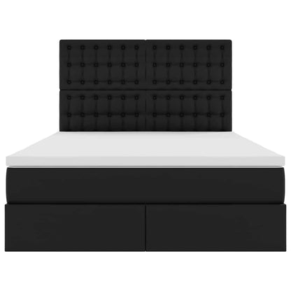 Letto con luci a strisce a LED Nero 140 x 190 cm PVC