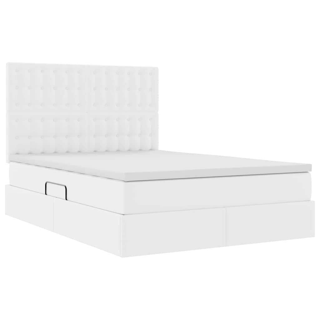 Letto con luci a strisce a LED Bianco Puro 140 x 190 cm PVC
