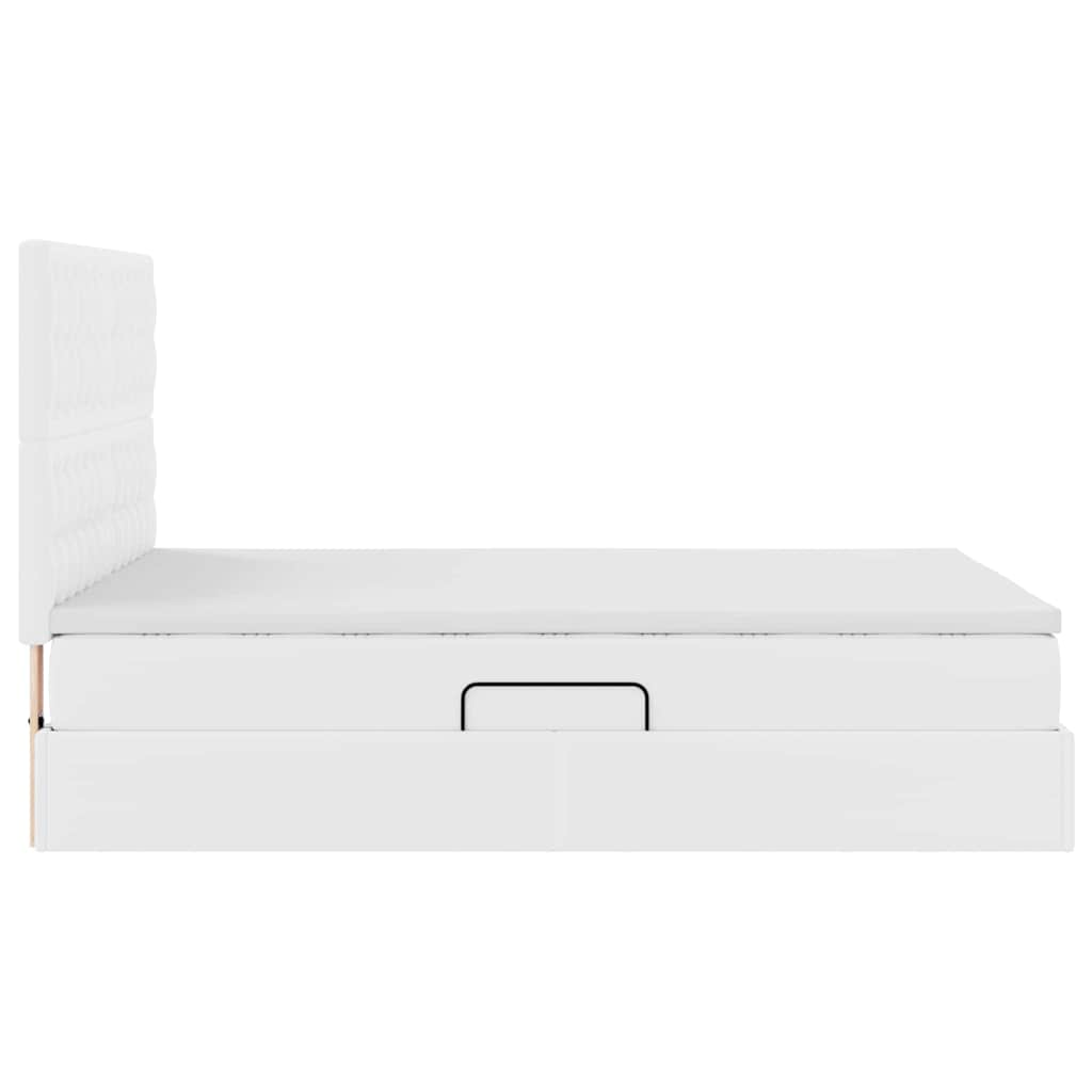 Letto con luci a strisce a LED Bianco Puro 140 x 190 cm PVC