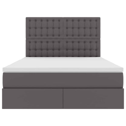 Letto con luci a strisce a LED Grigio 140 x 190 cm PVC