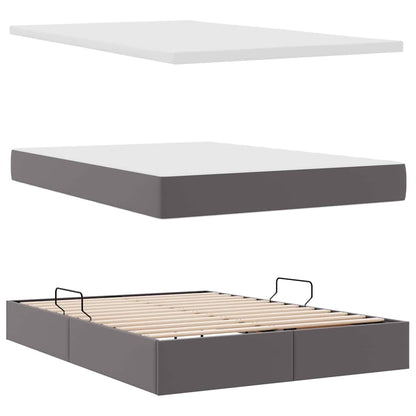 Letto con luci a strisce a LED Grigio 140 x 190 cm PVC