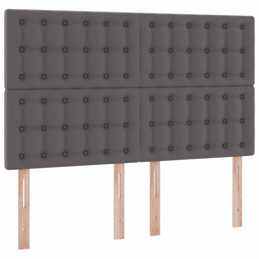 Letto con contenitore e LED Grigio 140 x 190 cm Pelle Sintetica | homemem39