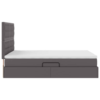 Letto con luci a strisce a LED Grigio 140 x 190 cm PVC