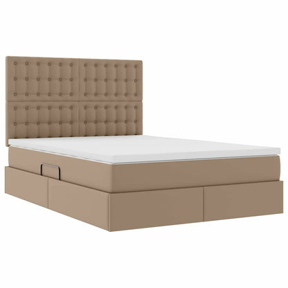 Letto con luci a strisce a LED Cappuccino 140 x 190 cm PVC