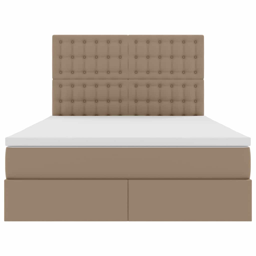 Letto con luci a strisce a LED Cappuccino 140 x 190 cm PVC