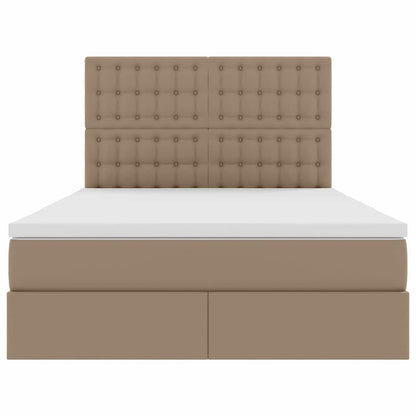 Letto con luci a strisce a LED Cappuccino 140 x 190 cm PVC