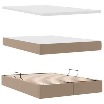 Letto con luci a strisce a LED Cappuccino 140 x 190 cm PVC