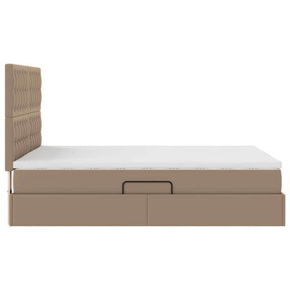 Letto con luci a strisce a LED Cappuccino 140 x 190 cm PVC