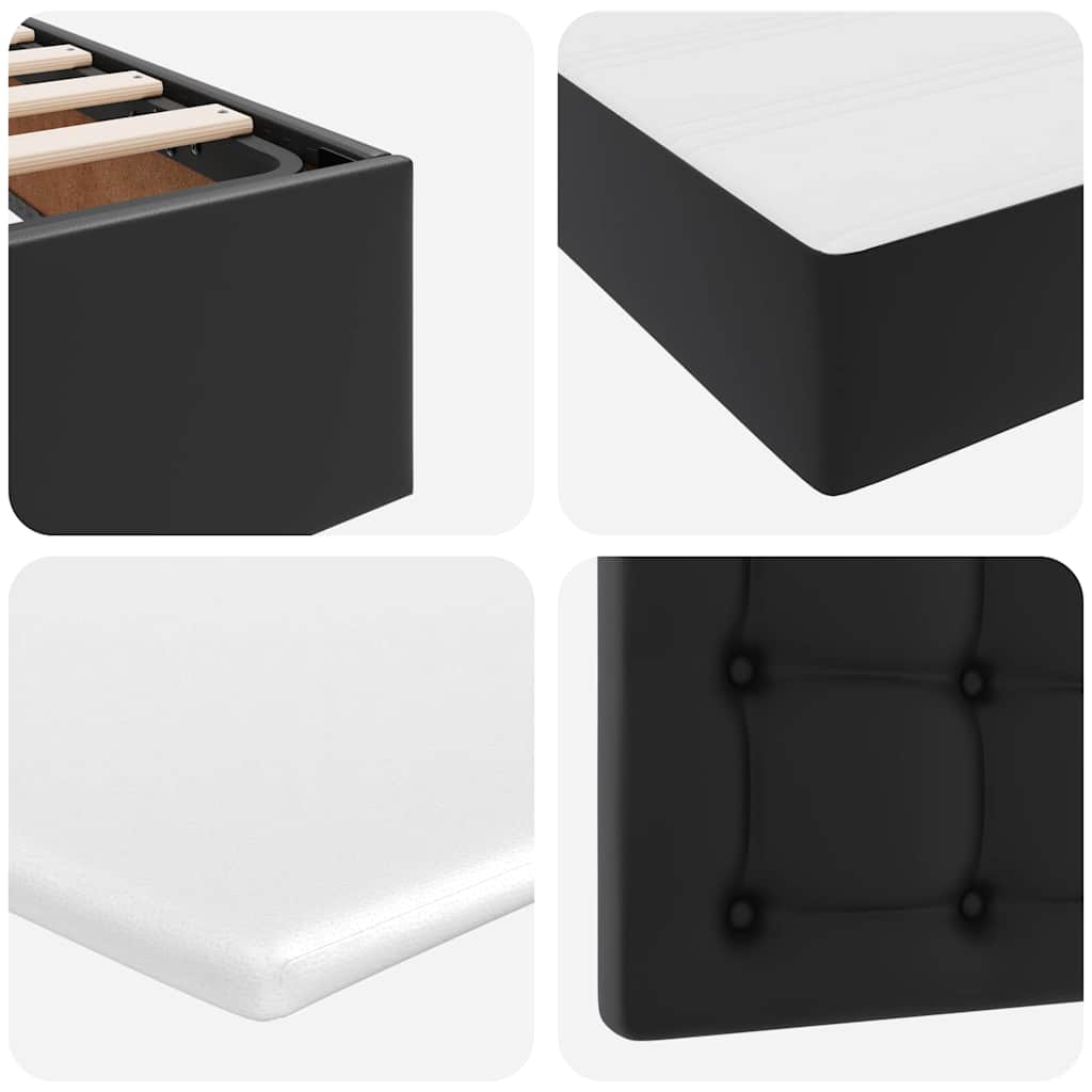 Letto con luci a strisce a LED Nero 140 x 200 cm PVC