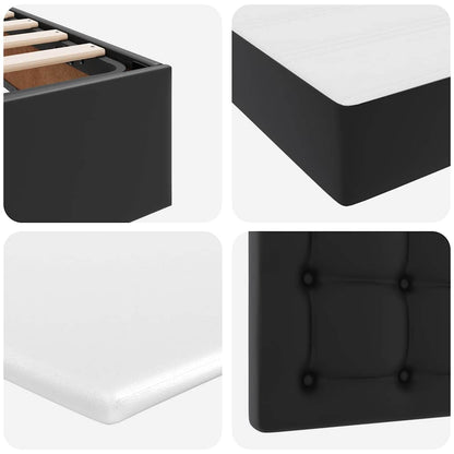 Letto con luci a strisce a LED Nero 140 x 200 cm PVC