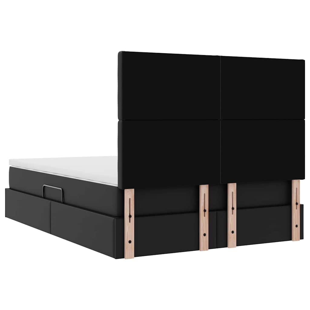 Letto con luci a strisce a LED Nero 140 x 200 cm PVC