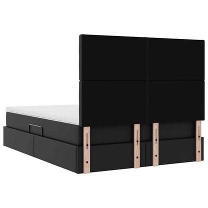 Letto con luci a strisce a LED Nero 140 x 200 cm PVC