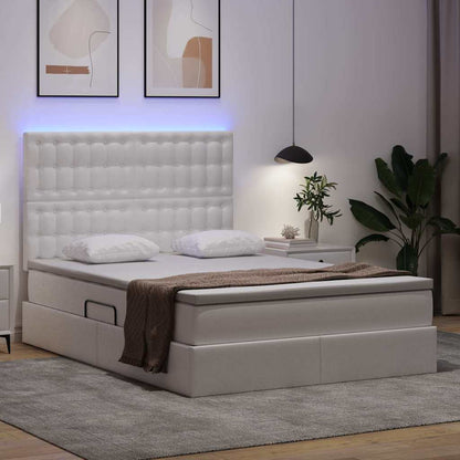 Letto con luci a strisce a LED Bianco Puro 140 x 200 cm PVC
