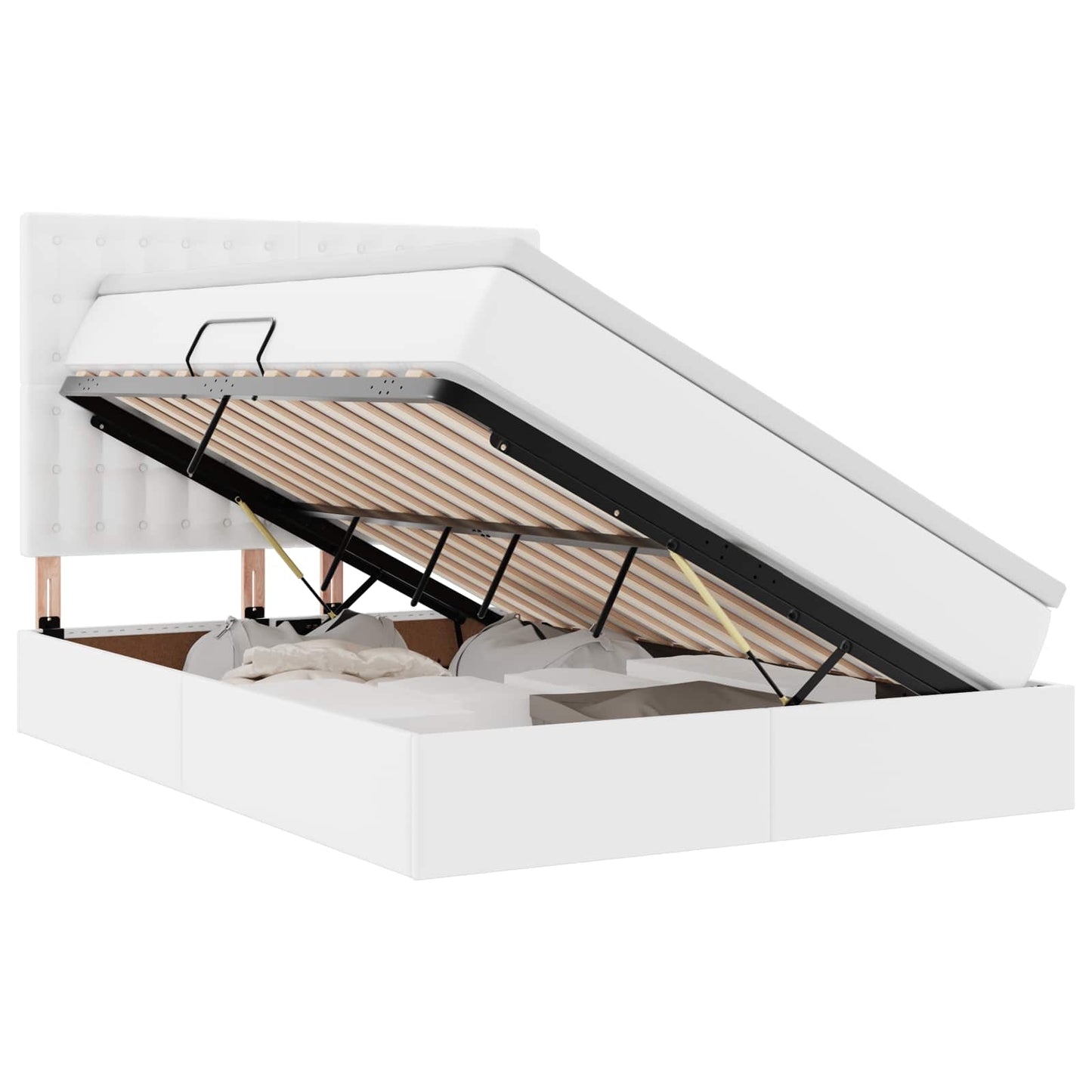 Letto con contenitore e LED Bianco Puro 140 x 200 cm | homemem39