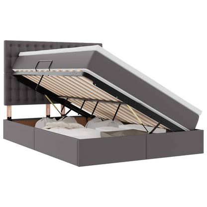 Letto con contenitore e LED Grigio 140 x 200 cm Pelle Sintetica | homemem39