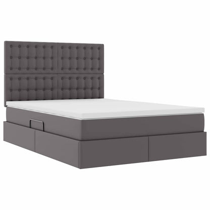 Letto con luci a strisce a LED Grigio 140 x 200 cm PVC