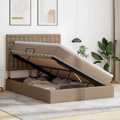 Letto con luci a strisce a LED Cappuccino 140 x 200 cm PVC