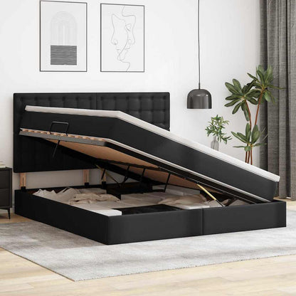 Letto con contenitore e LED Nero 160 x 200 cm Pelle Sintetica | homemem39