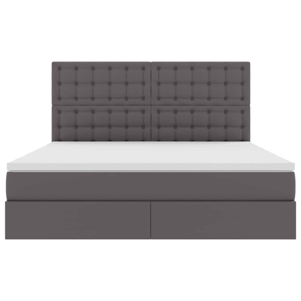 Letto con contenitore e LED Grigio 160 x 200 cm Pelle Sintetica | homemem39